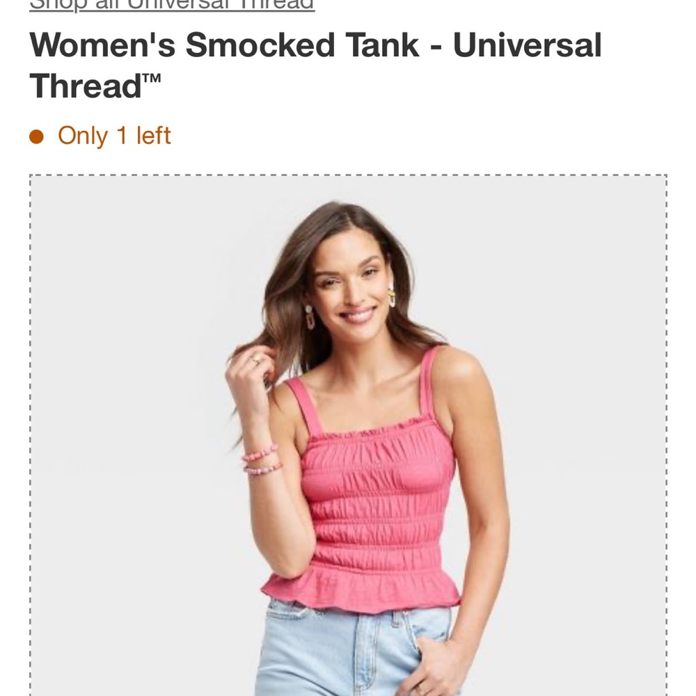 Target Universal Thread Smocked Tank NWOT
